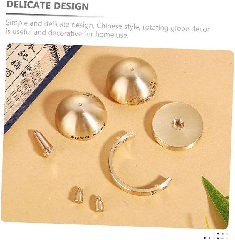 كرة أرضية من النحاس الدوارة مع قاعدة خشبية للتعليم والمكتب وديكور المنزل - Image 2